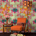 Fotomural Walls by Patel - Photo wallpaper »jolie« - Floral design with kaleidoscope effect on concrete tile structure - Smooth, slightly shiny premium non-woven fabric
