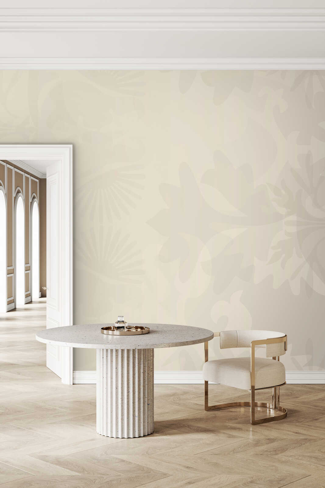 Fotomural Panel XXL 5 - Design wall mural overlapping baroque patterns yellow on premium smooth non-woven