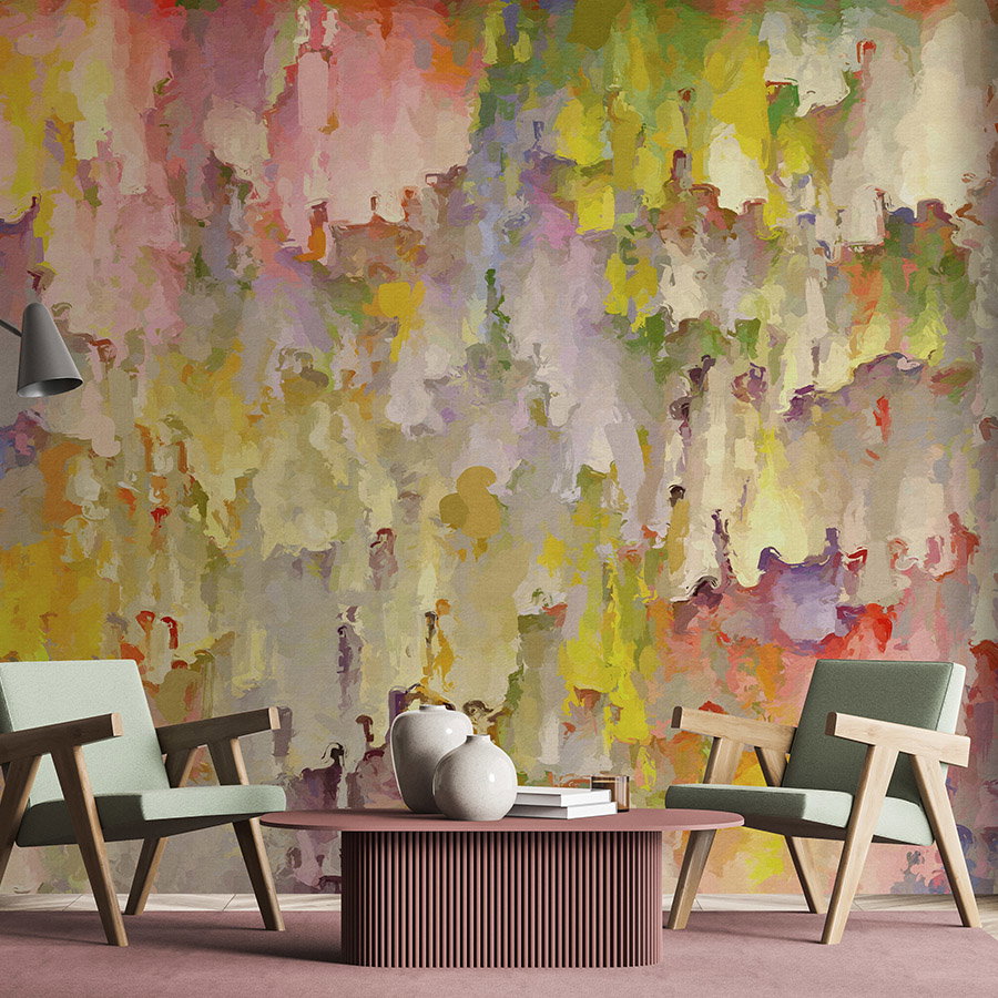 Fotomural Walls by Patel - Photo wallpaper »opulea« - Watercolour design with linen texture, colour gradient - Colourful