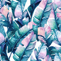 Fotomural Panel XXL 5 - Graphic mural jungle plants pink turquoise on premium smooth fleece