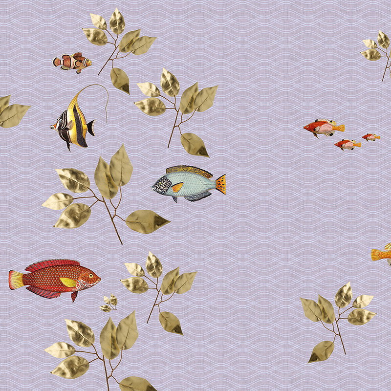 Fotomural Walls by Patel - Brilliant fish 2 - Fish wallpaper in natural linen structure with modern style mix - Violet