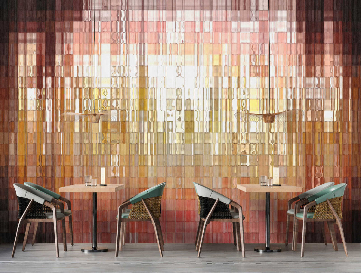 Fotomural Walls by Patel - chromis - Photo wallpaper glassy mosaic structure with three-dimensional depth - pink, yellow