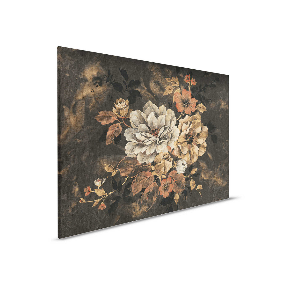 Cuadro en lienzo Diseño floral, pintura al óleo de aspecto vintage