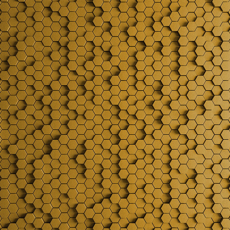 Fotomural Walls by Patel - Honeycomb 1 - 3D wallpaper with yellow honeycomb design in felt structure - Yellow, Black