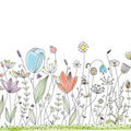 Fotomural Panel XXL 5 - Kids mural with colourful drawn flowers on premium smooth non-woven fabric