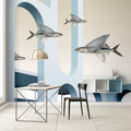 Fotomural Walls by Patel - styx - Photo wallpaper with abstract 3D architecture and flying fish - Smooth, slightly shiny premium non-woven fabric