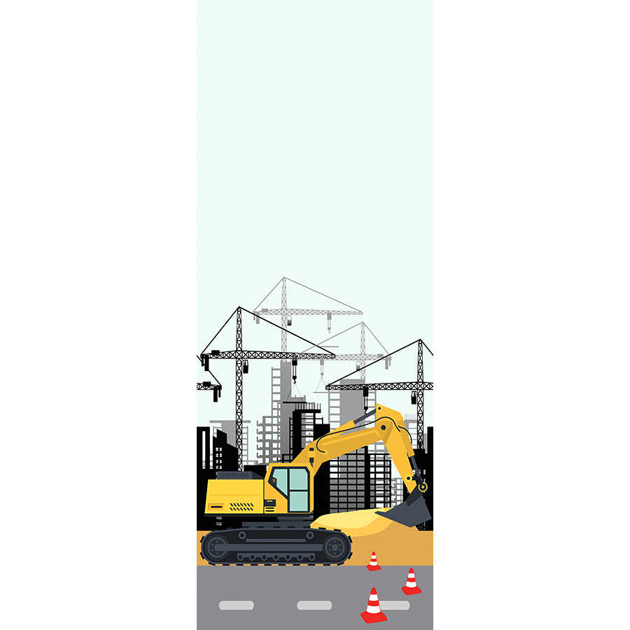 Fotomural Panel XXL 5 - City mural construction site with excavator and cranes on premium smooth fleece