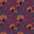 Fotomural Walls by Patel - Cloves 1- Blotting Paper Textured Floral Style Wallpaper - Blue, Orange