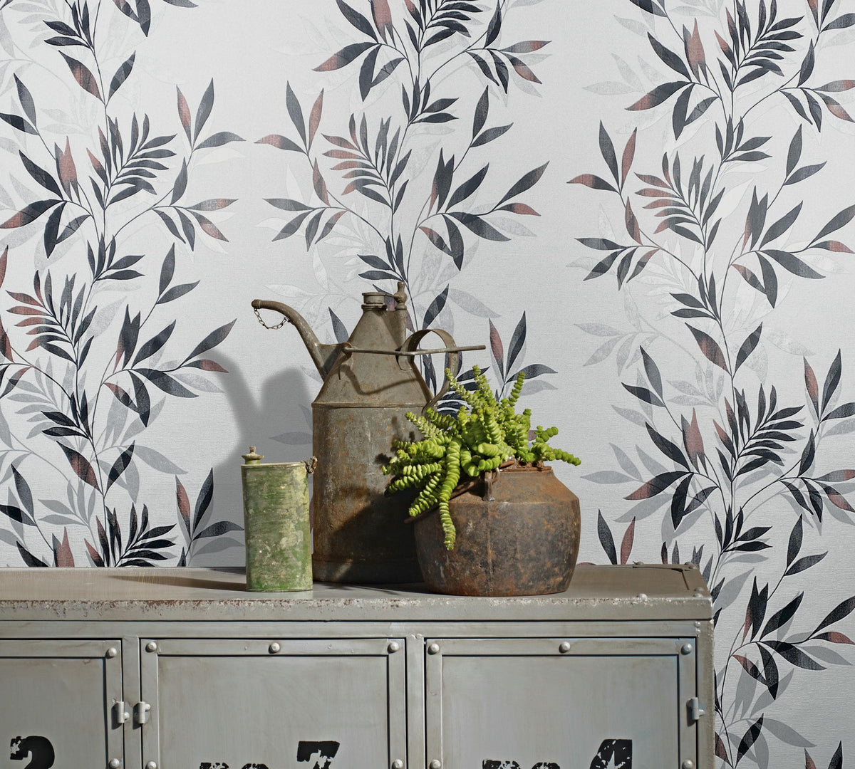 Papel pintado tejido no tejido plantas y botánica blanco y negro - Marburg - Imagen 2