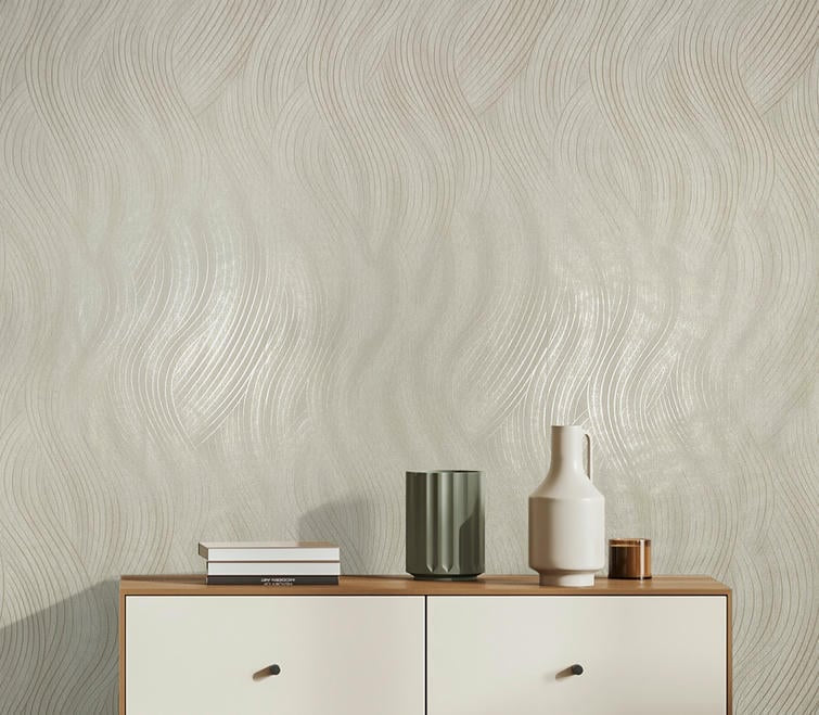Vliestapete beige, grau grafik