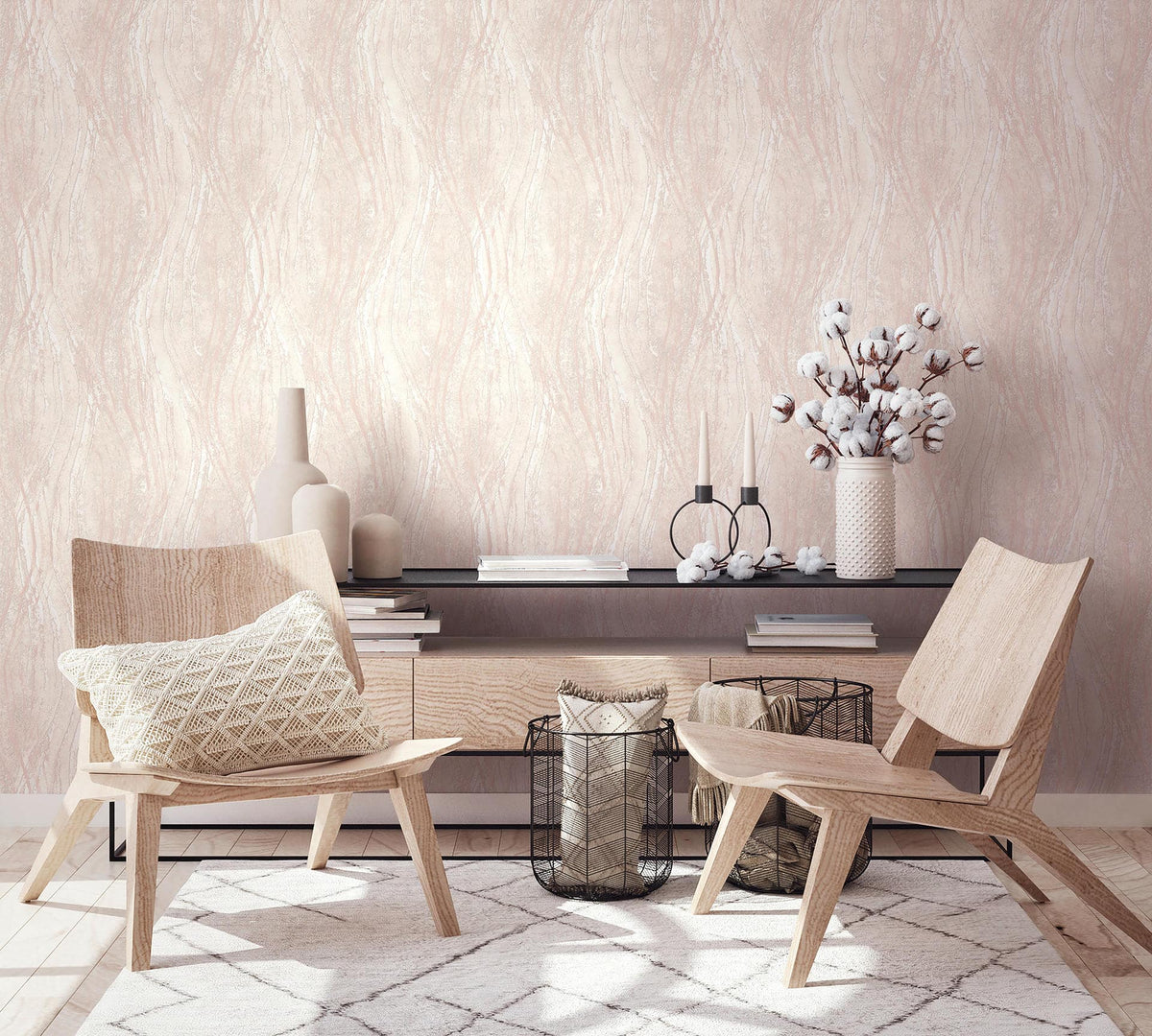 Papel pintado tejido no tejido gráfico beige - Marburg - Imagen 2