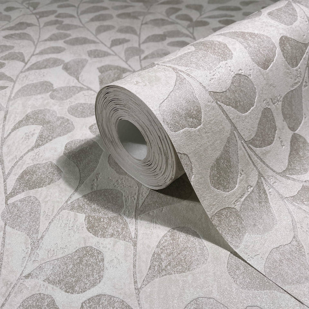 Vliestapete grau, beige pflanzen