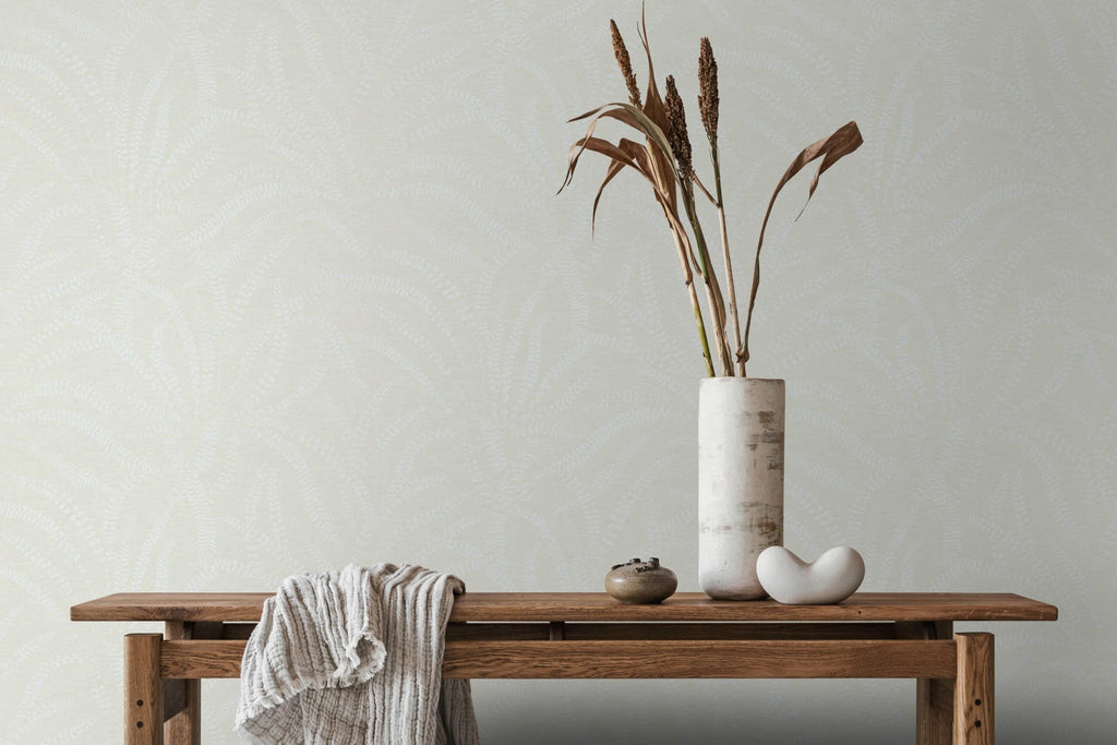 Vliestapete weiß, beige pflanzen