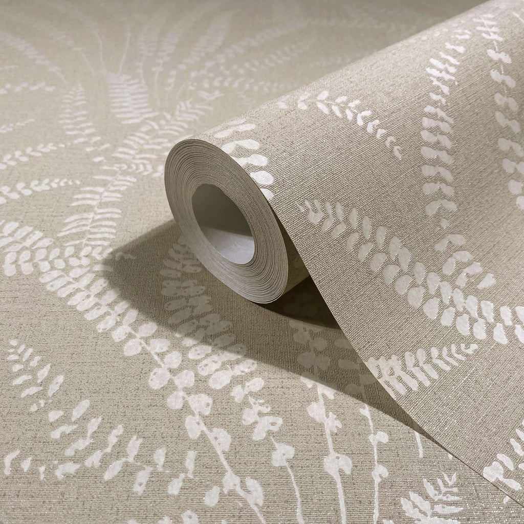 Vliestapete grau, beige pflanzen
