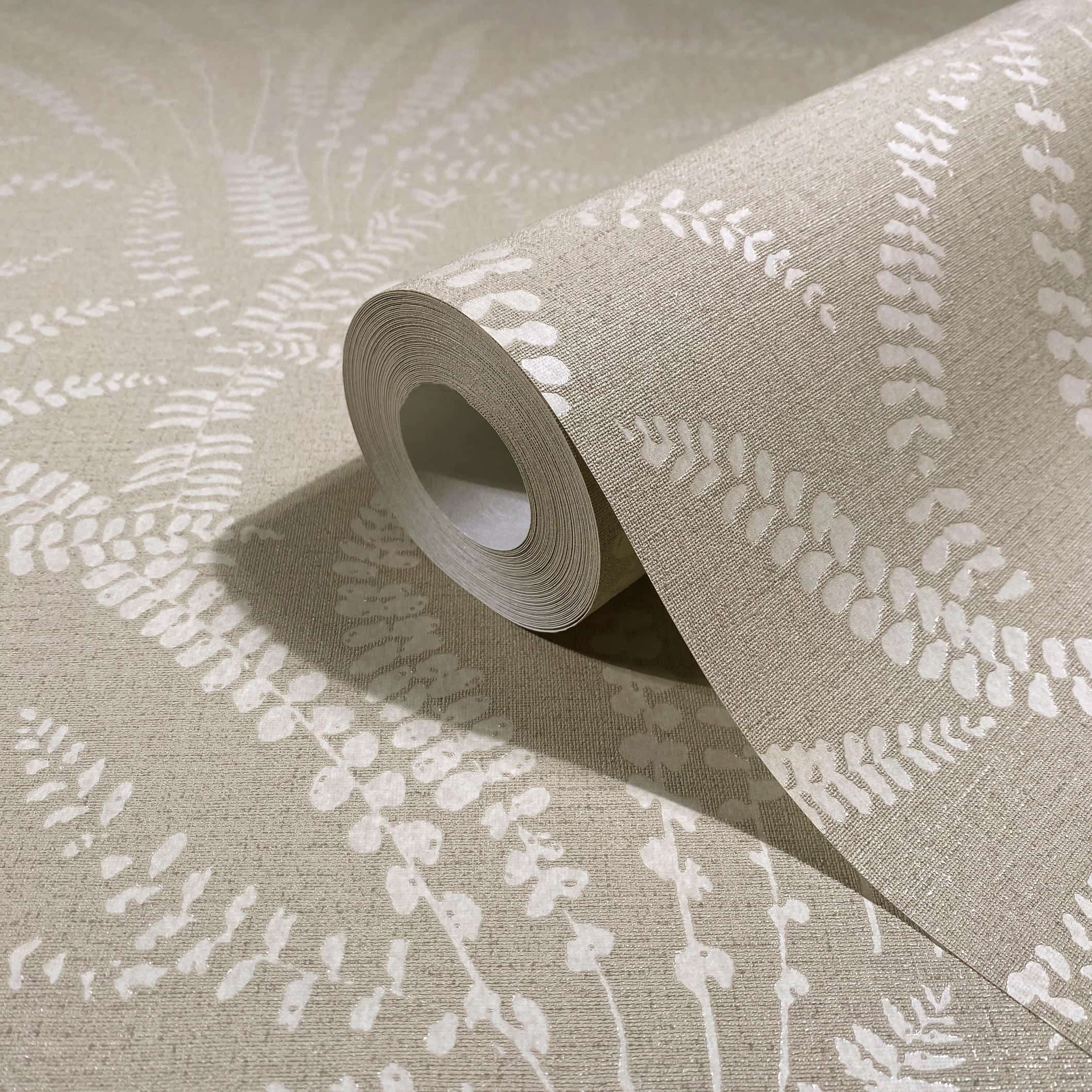 Vliestapete grau, beige pflanzen