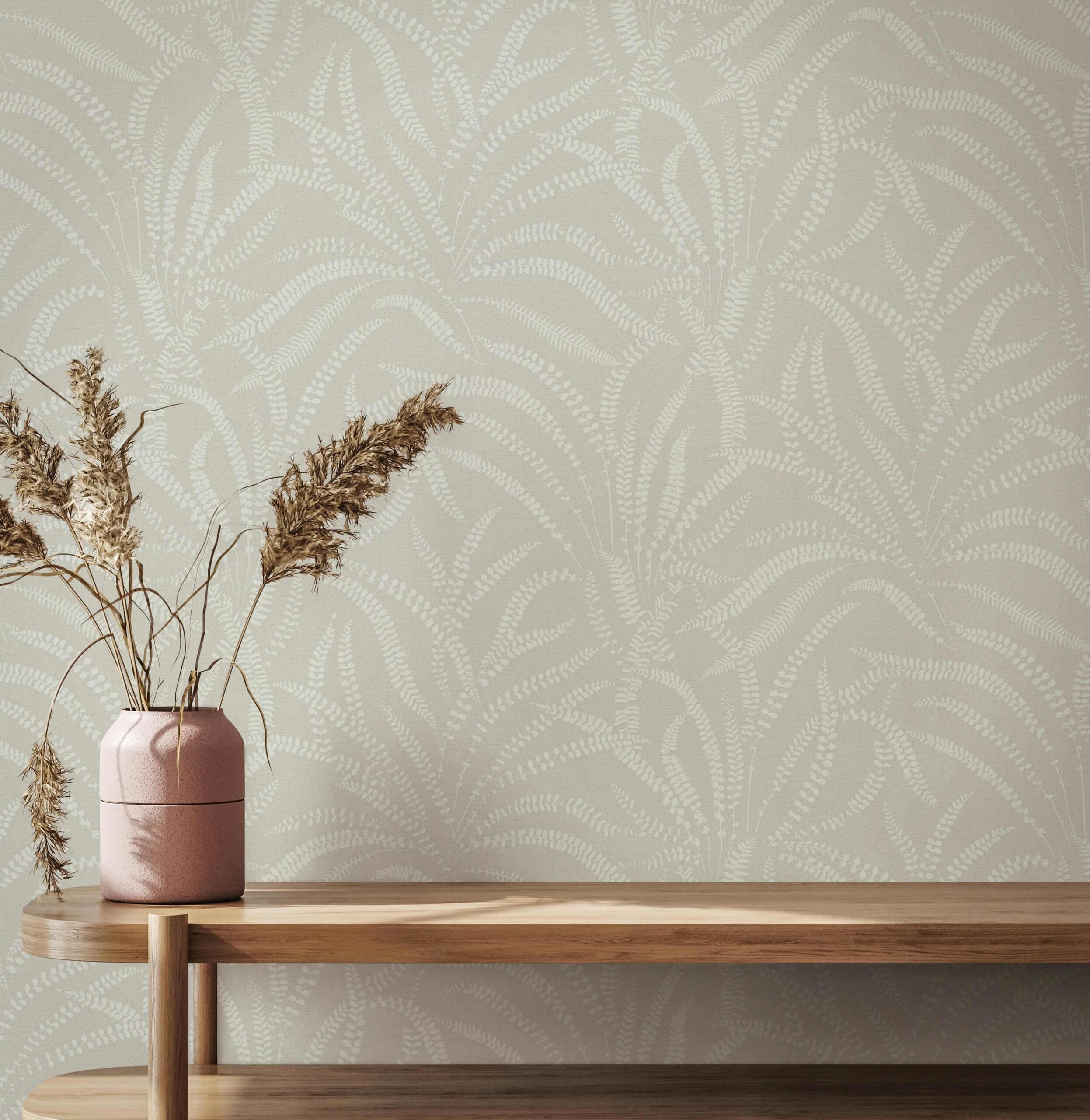 Vliestapete grau, beige pflanzen