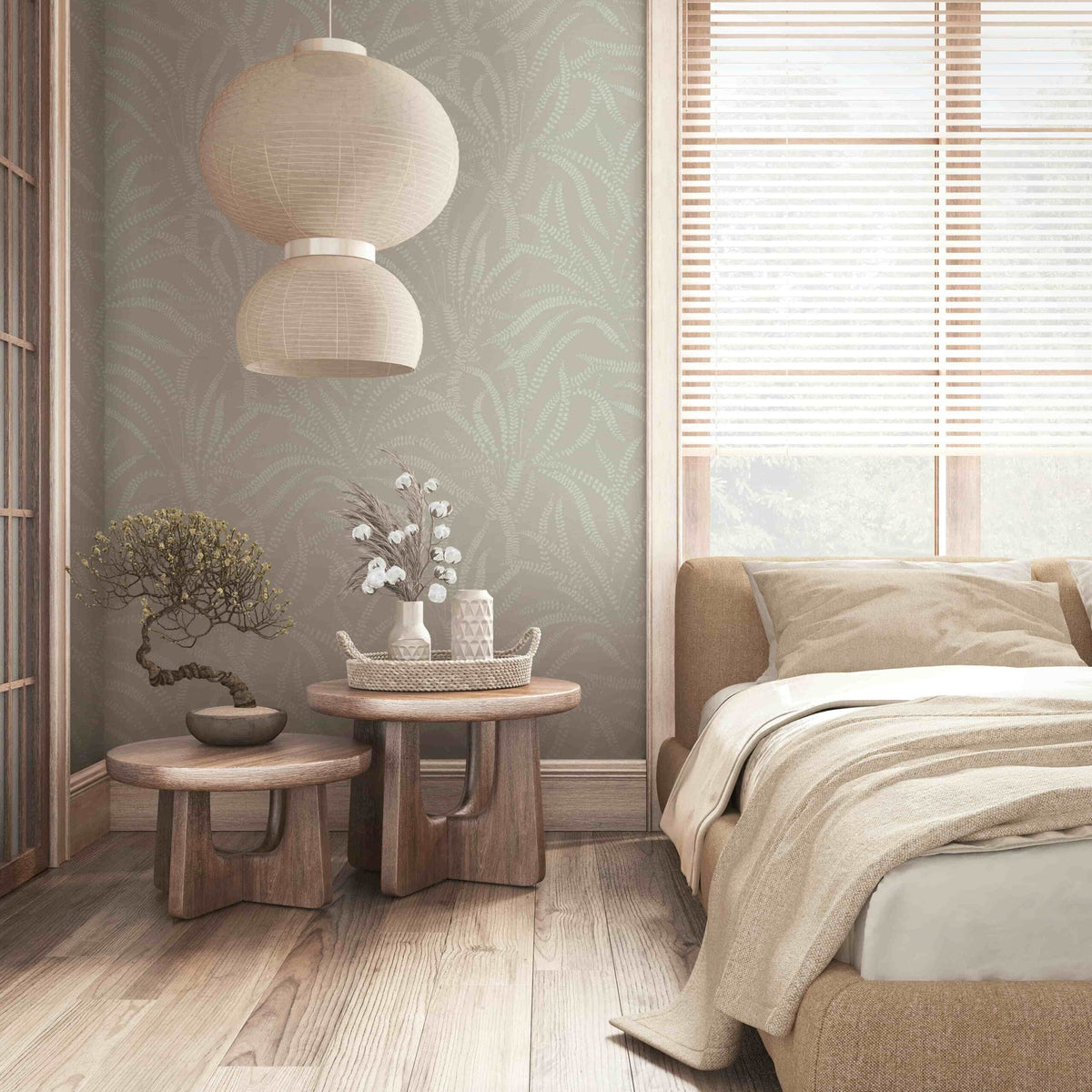 Papel pintado tejido no tejido plantas y botánica gris y beige - Marburg - Imagen 1