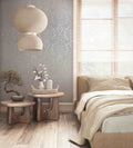 Vliestapete grau, beige pflanzen