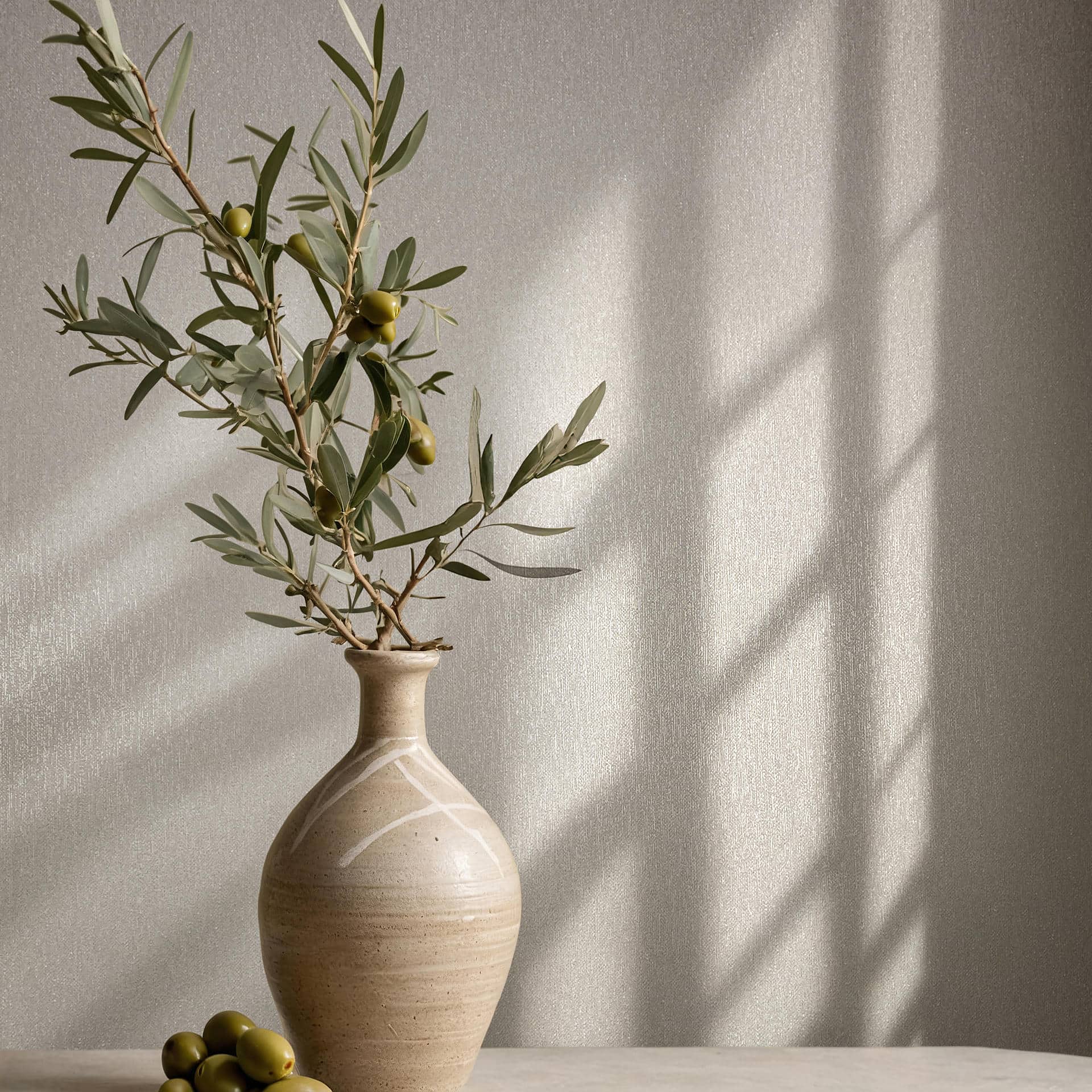 Vliestapete beige, grau einfarbig