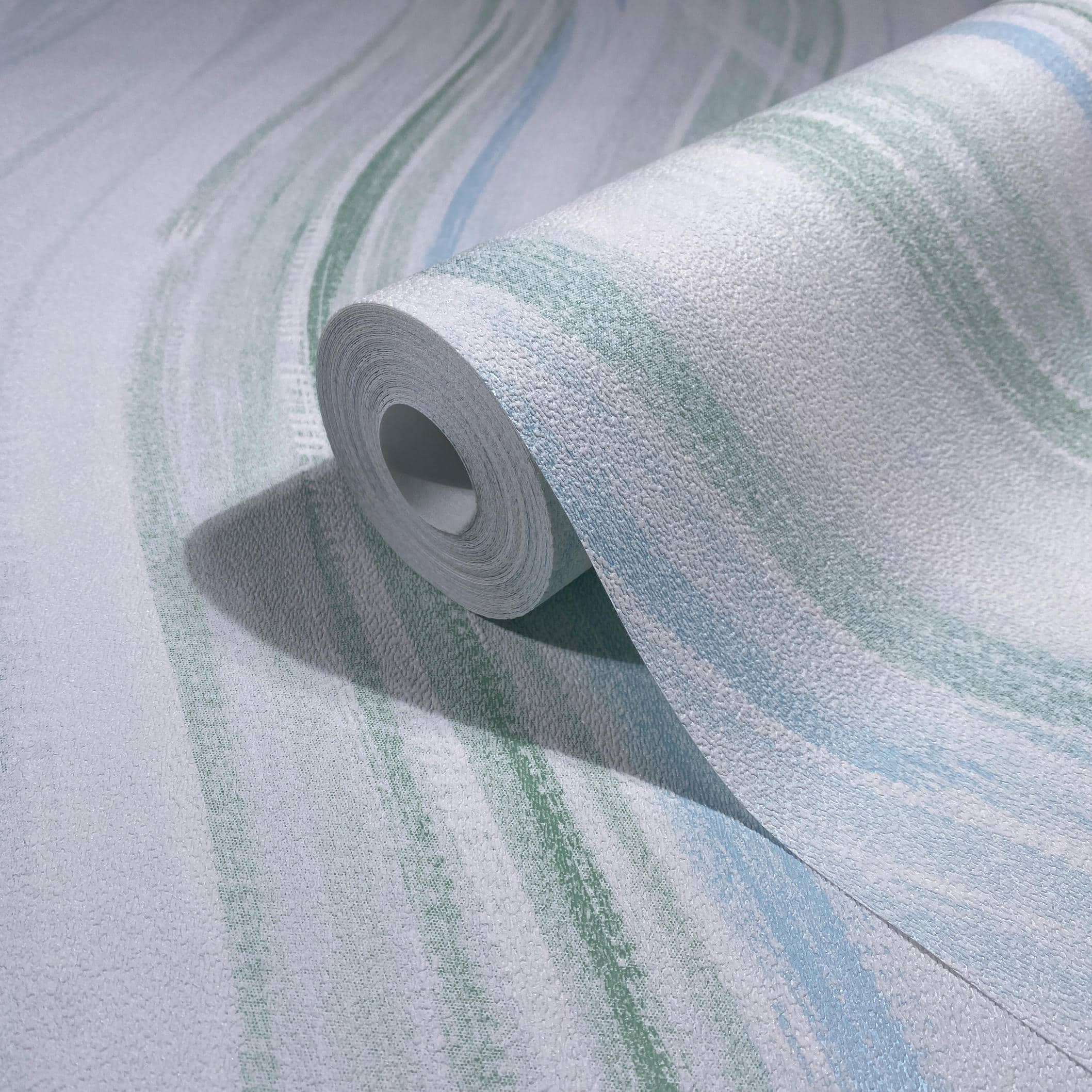 Vliestapete weiß, grün, blau grafik