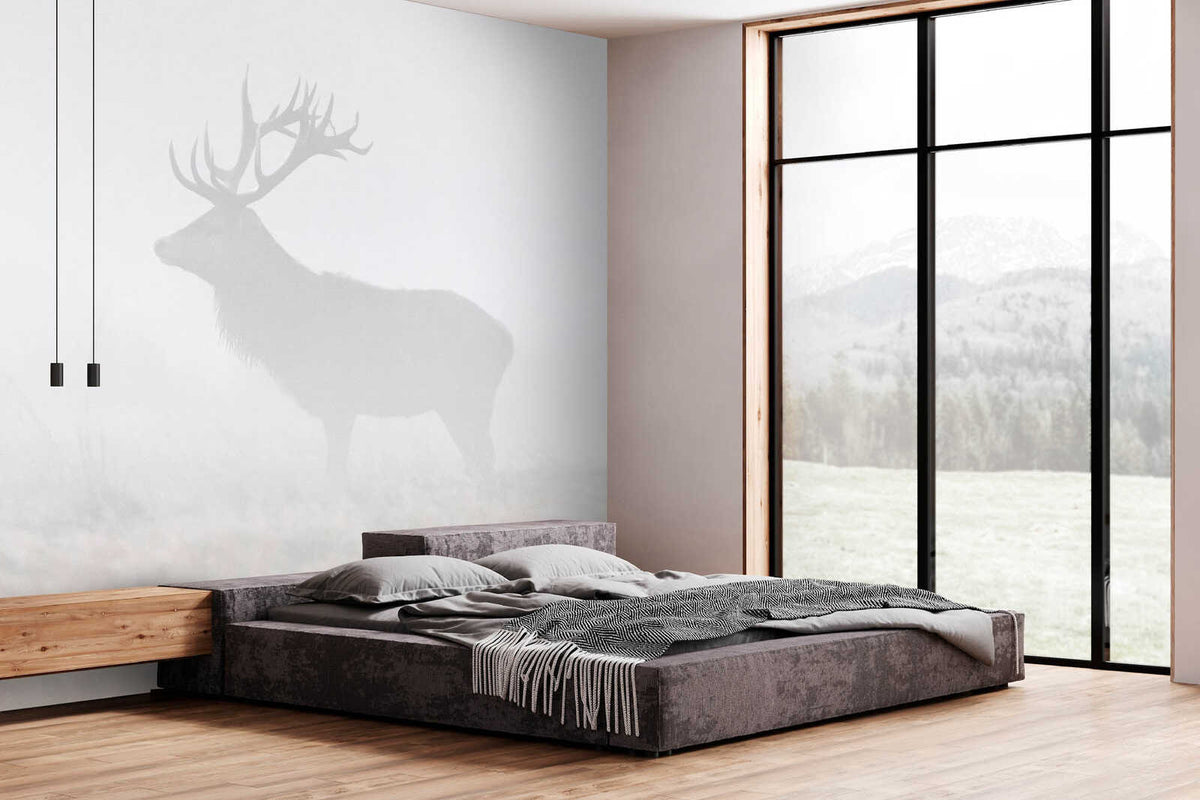 Fotomural Walls by Patel - my deer3 - Quiet forest scene with deer in handmade paper look - Peach