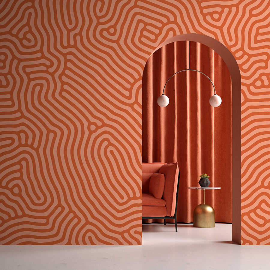 Fotomural Walls by Patel - Sahel 3 - Red photo wallpaper with organic lines pattern