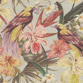Fotomural Walls by Patel - Exotic birds 1 - Exotic birds and flowers wallpaper in plywood structure - Beige, Pink