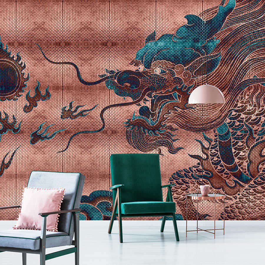 Fotomural Walls by Patel - Shenzen 1 - wall mural dragon Asian Syle with metallic colours