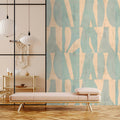 Fotomural Walls by Patel - Photo wallpaper »laila« - Graphic pattern on concrete plaster texture - Beige, mint green