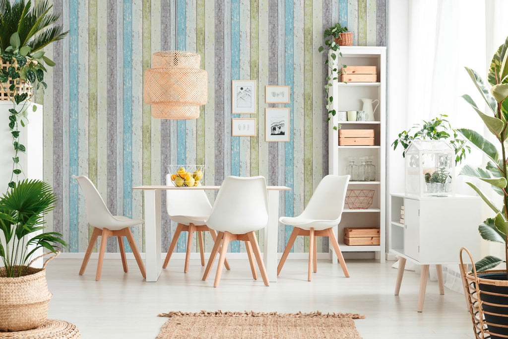 Hochwertige Vliestapete Blau Holzoptik