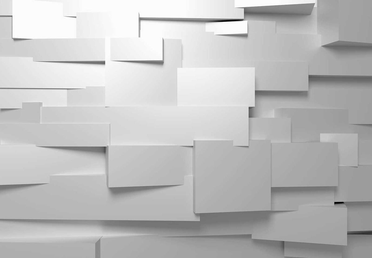 Fotomural 3D wall mural with modern graphic design - white, grey - DD Motive 2