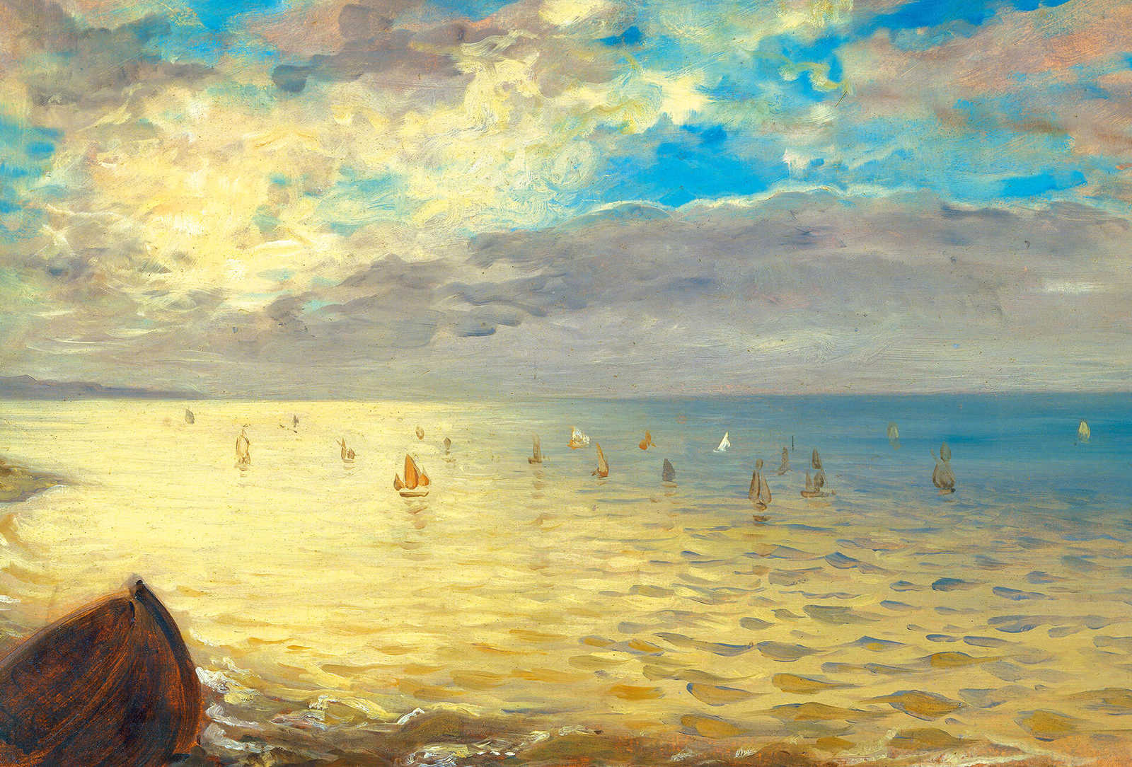 Fotomural Photo wallpaper beach and sea - yellow, blue - DD Motive 2