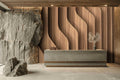 Fotomural Walls by Patel - xylo1 - Three dimensional architectural wood panel wallpaper - light brown