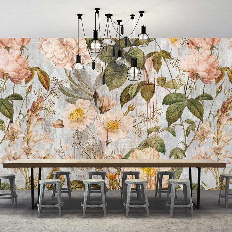 Fotomural Walls by Patel - Photo wallpaper »rose« - Vintage-style floral pattern - Smooth, slightly shiny premium non-woven fabric