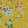 Fotomural Walls by Patel - Flower plaid 1 - Photo wallpaper colourful flower mosaic yellow with chequered look - Blue, Yellow