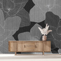 Fotomural Walls by Patel - Secret Place 1 - Monochrome wall mural flowers, black & grey