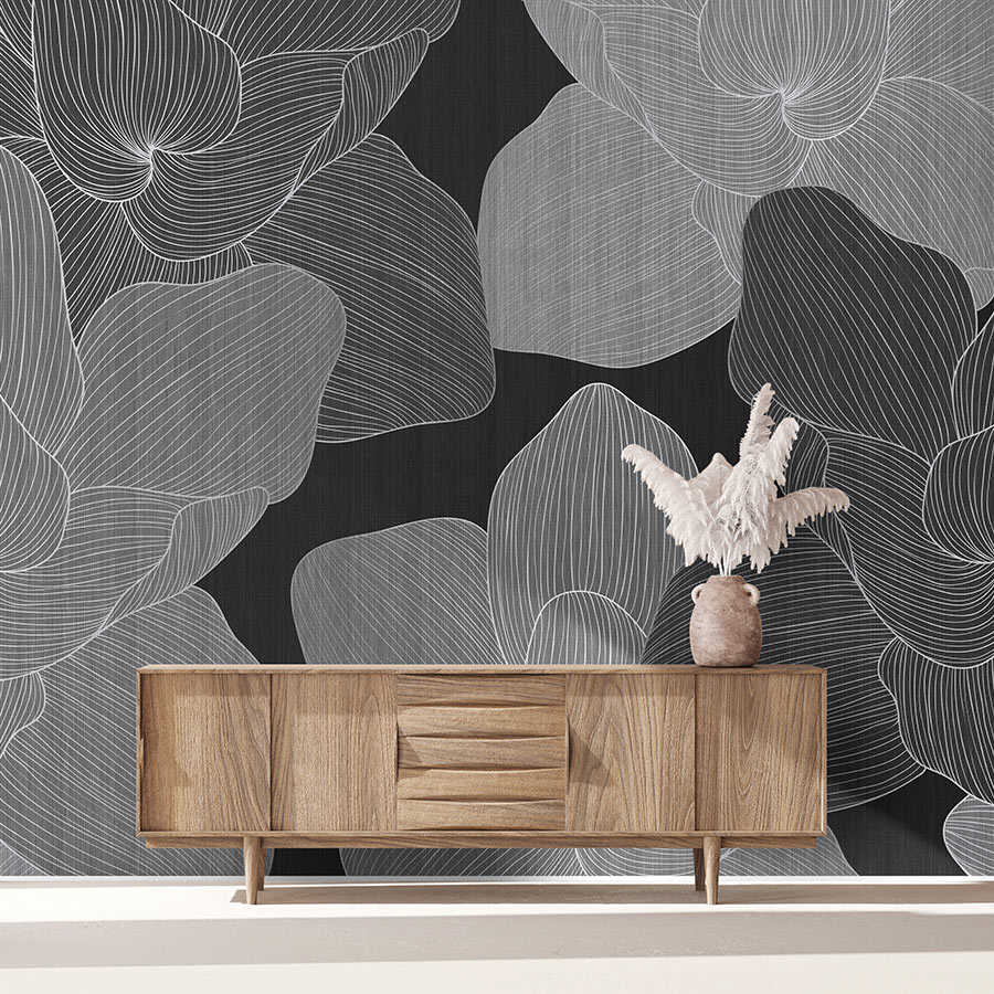 Fotomural Walls by Patel - Secret Place 1 - Monochrome wall mural flowers, black & grey