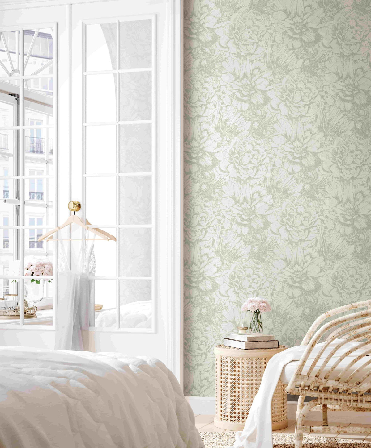 Papel pintado tejido no tejido plantas y botánica gris y verde - Marburg - Imagen 1