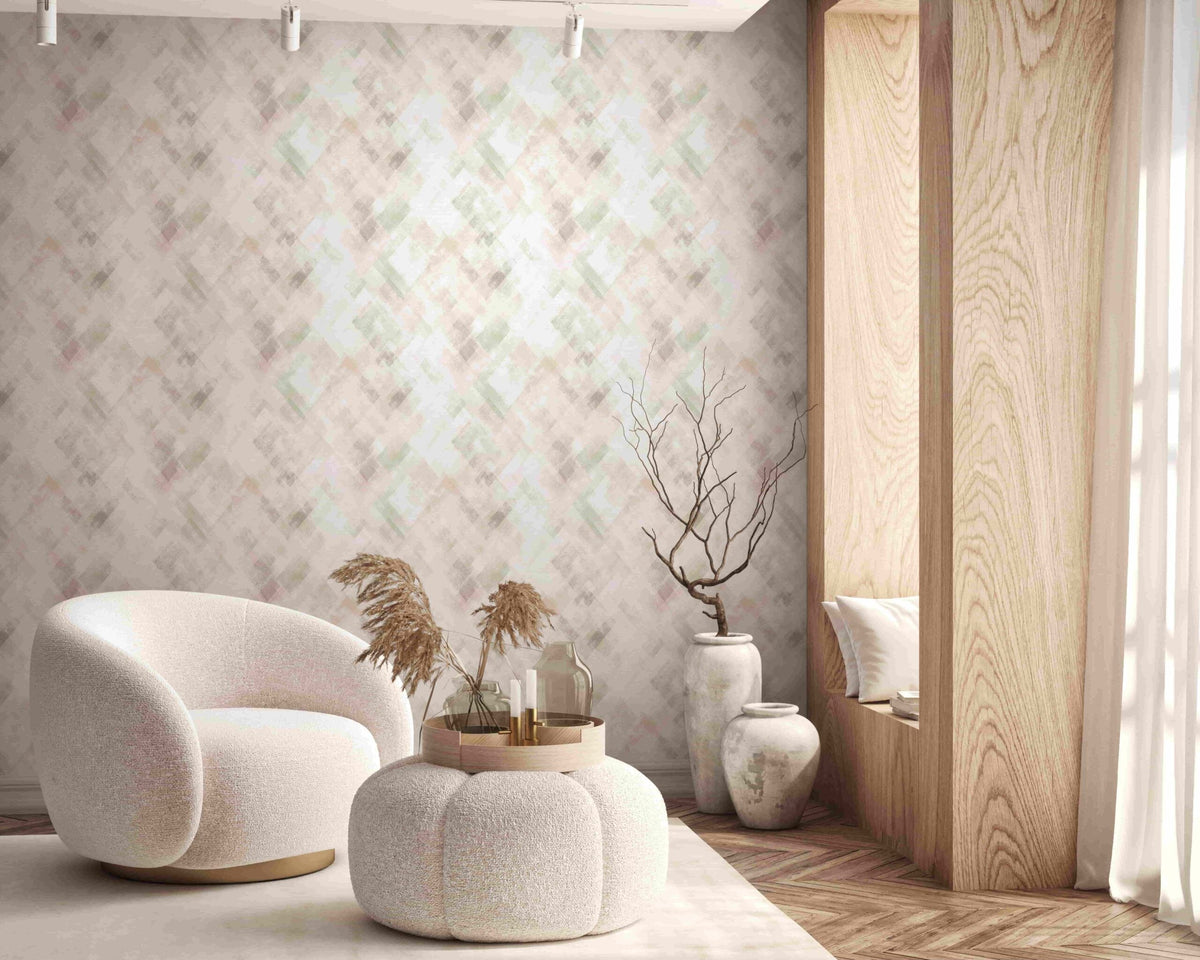 Papel pintado tejido no tejido gráfico beige y verde - Marburg - Imagen 2