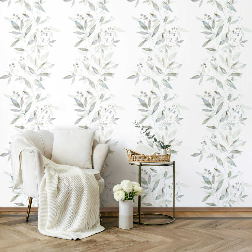 Papel pintado tejido no tejido plantas y botánica blanco y verde - Marburg - Imagen 1
