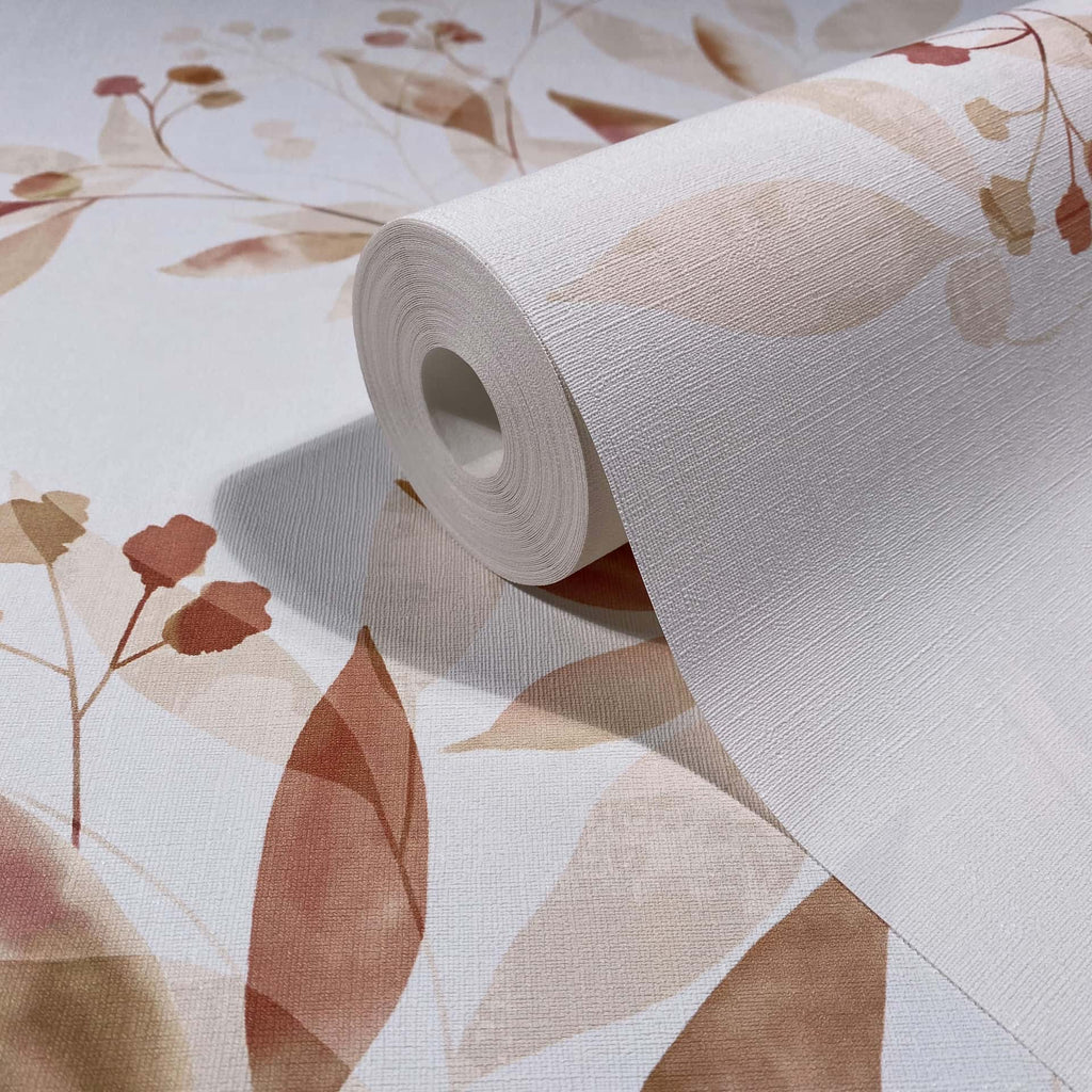 Vliestapete weiß, beige pflanzen