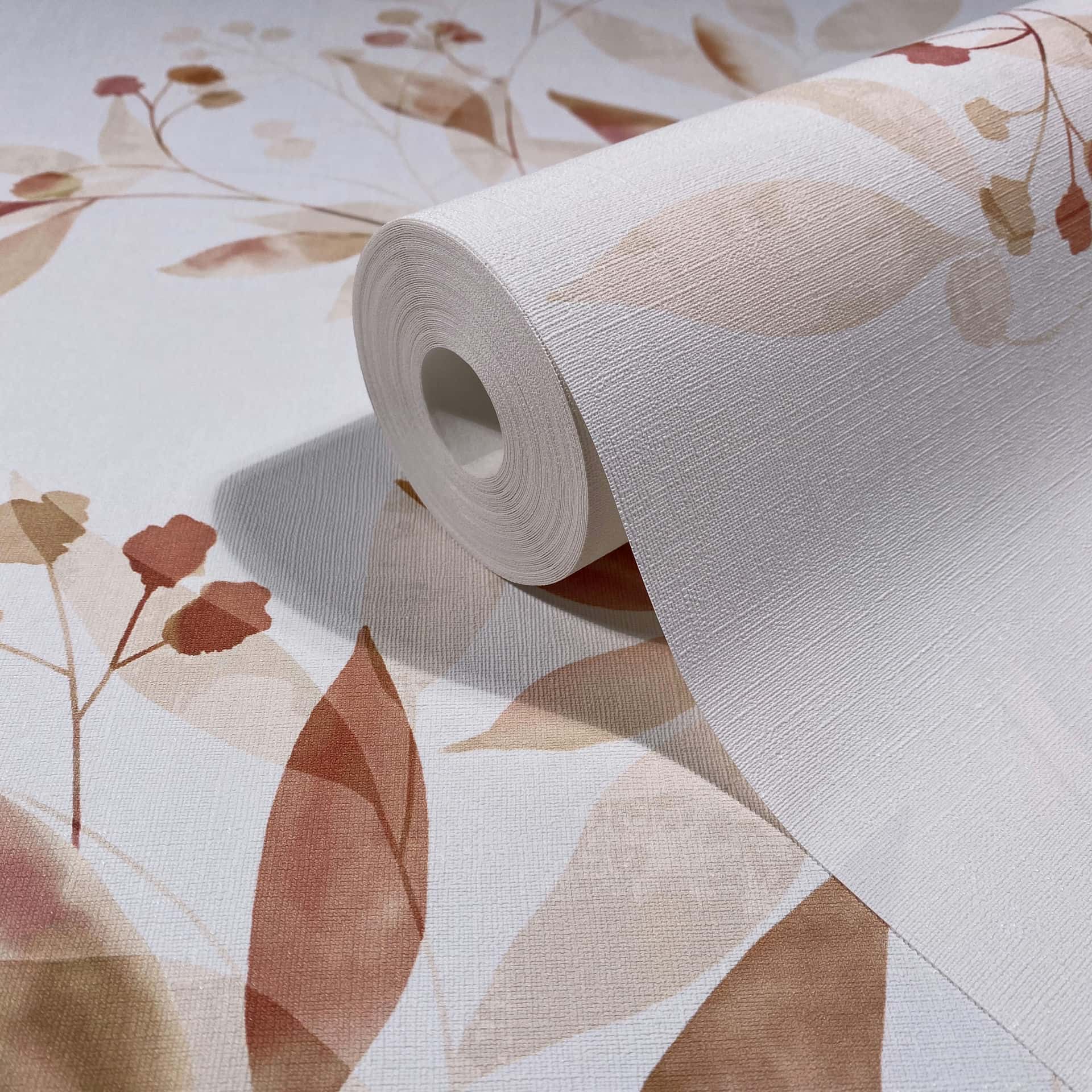 Vliestapete weiß, beige pflanzen