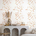 Vliestapete weiß, beige pflanzen