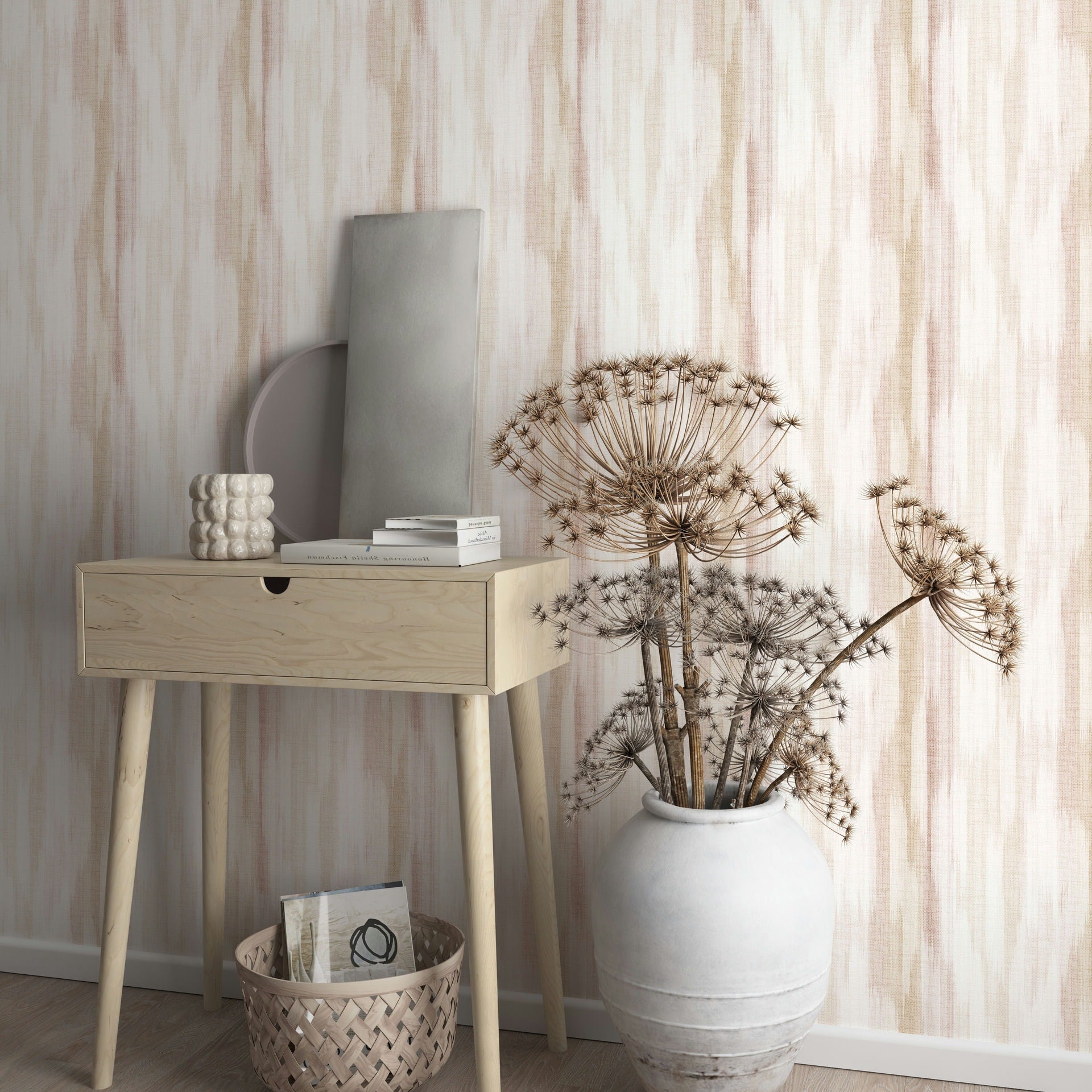 Vliestapete weiß, beige streifentapete