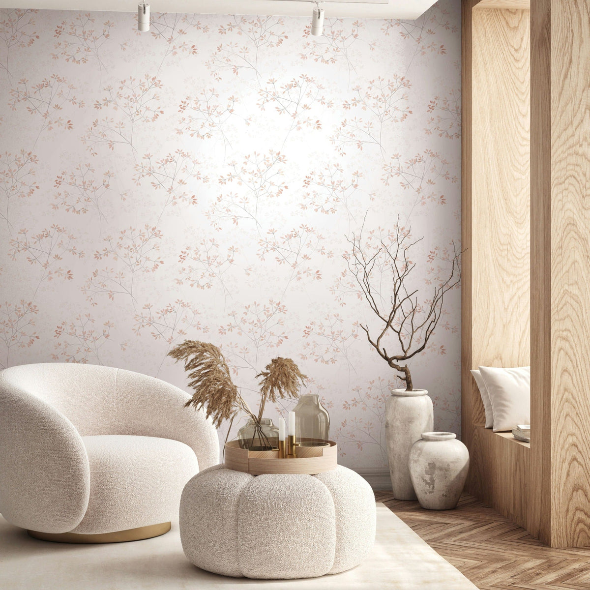 Papel pintado tejido no tejido plantas y botánica blanco y rojo - Marburg - Imagen 1