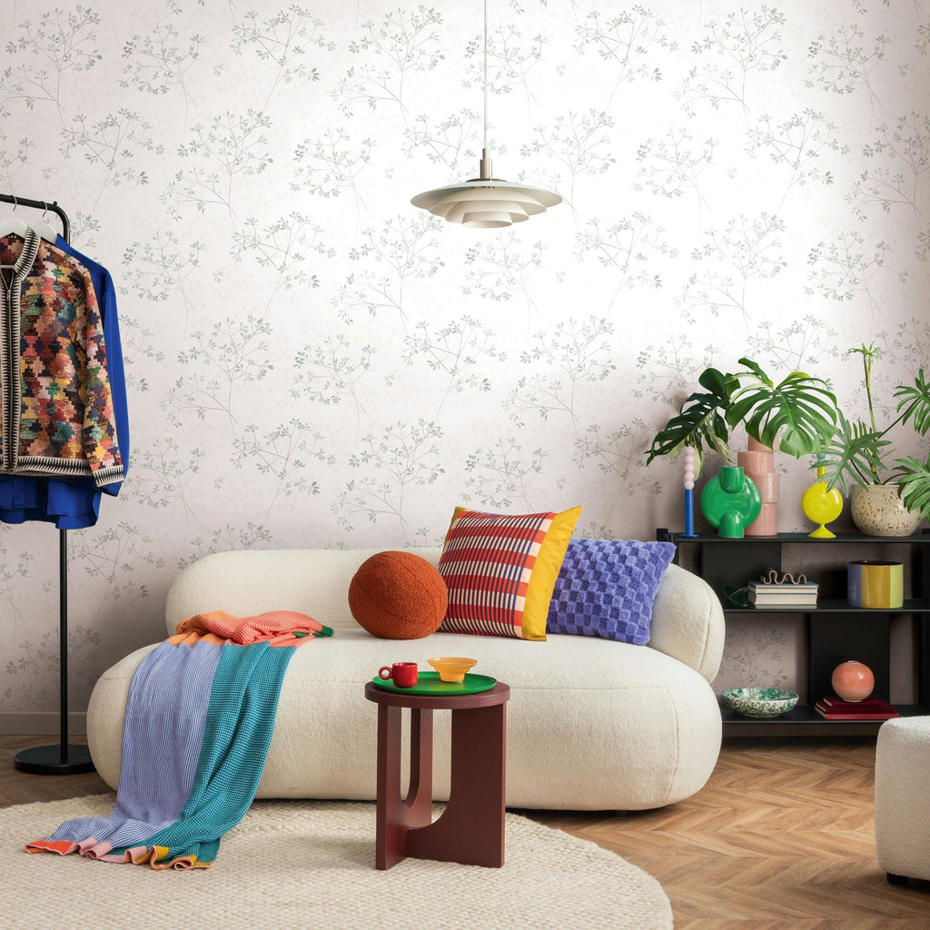 Papel pintado tejido no tejido plantas y botánica blanco y verde - Marburg - Imagen 1