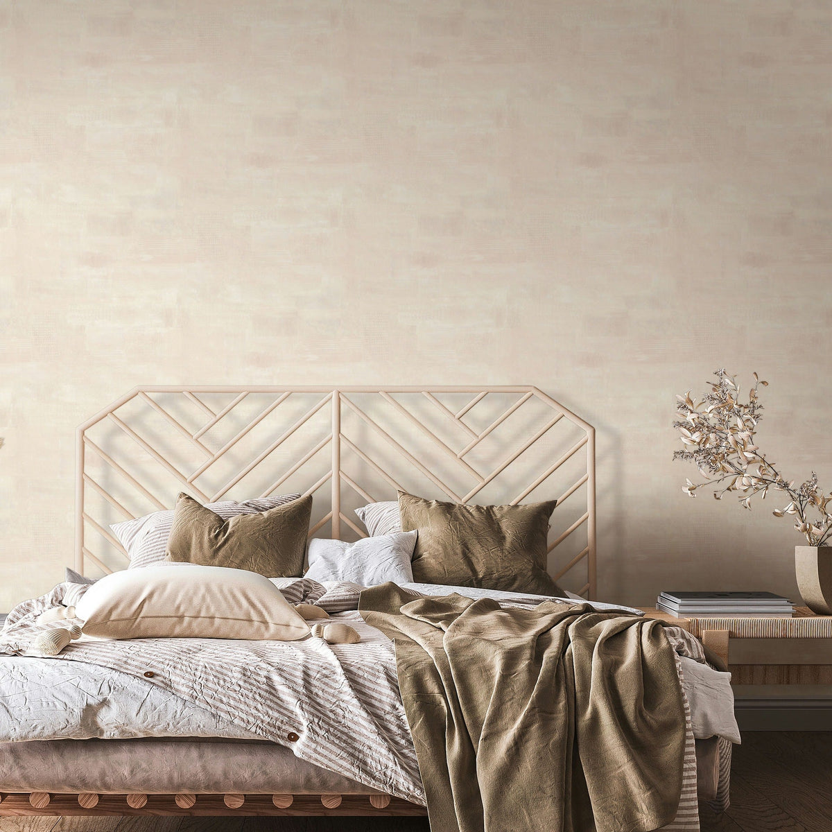 Papel pintado tejido no tejido liso beige - Marburg - Imagen 1