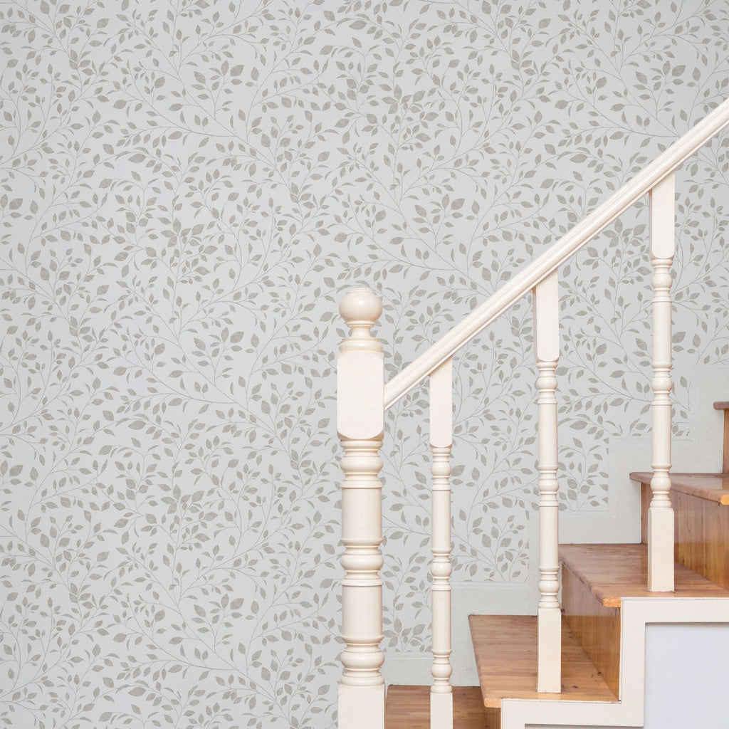 Papel pintado tejido no tejido plantas y botánica blanco y gris - Marburg - Imagen 1