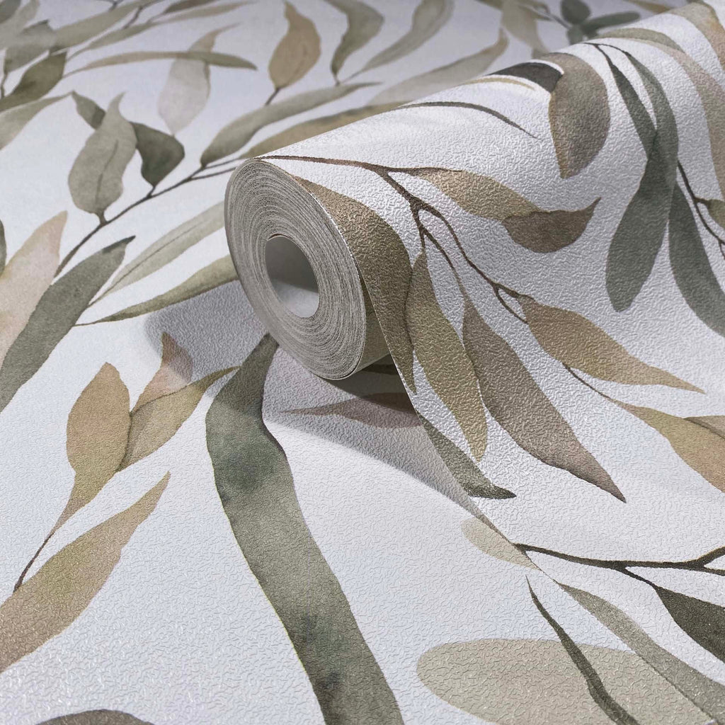 Vliestapete weiß, grau, beige pflanzen