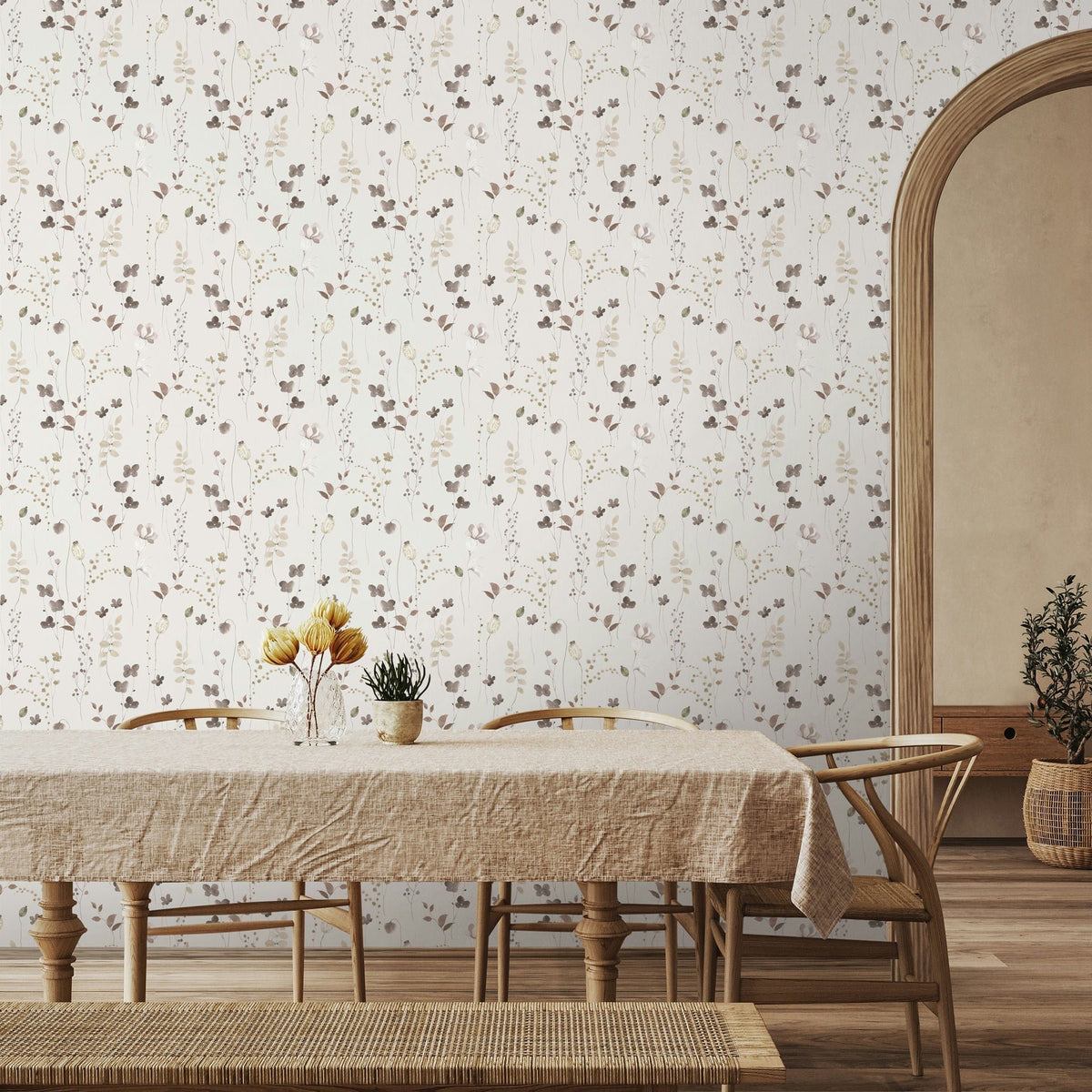 Papel pintado tejido no tejido plantas y botánica beige - Marburg - Imagen 1